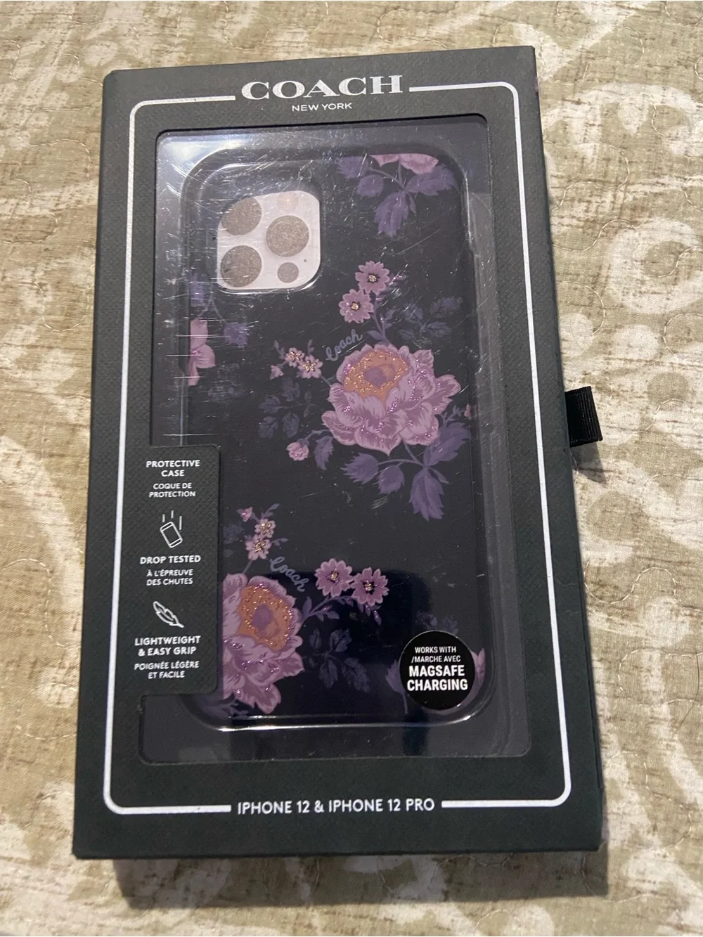 COACH Purple Floral MagSafe-Compatible iPhone 12/12 Pro Case